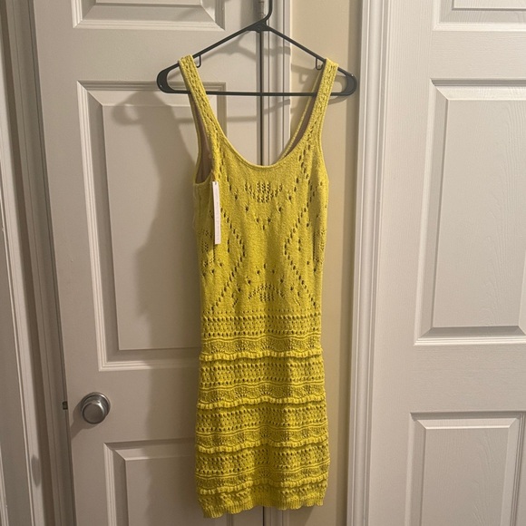 Yellow Crochet Mini Dress - Picture 2 of 3